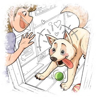 Coloring - page Story: A Dog Just Woke Up, Start a Fun Color - Filled Journey