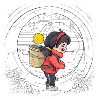 Coloring Page Video Story: The Little Girl Playing Soccer